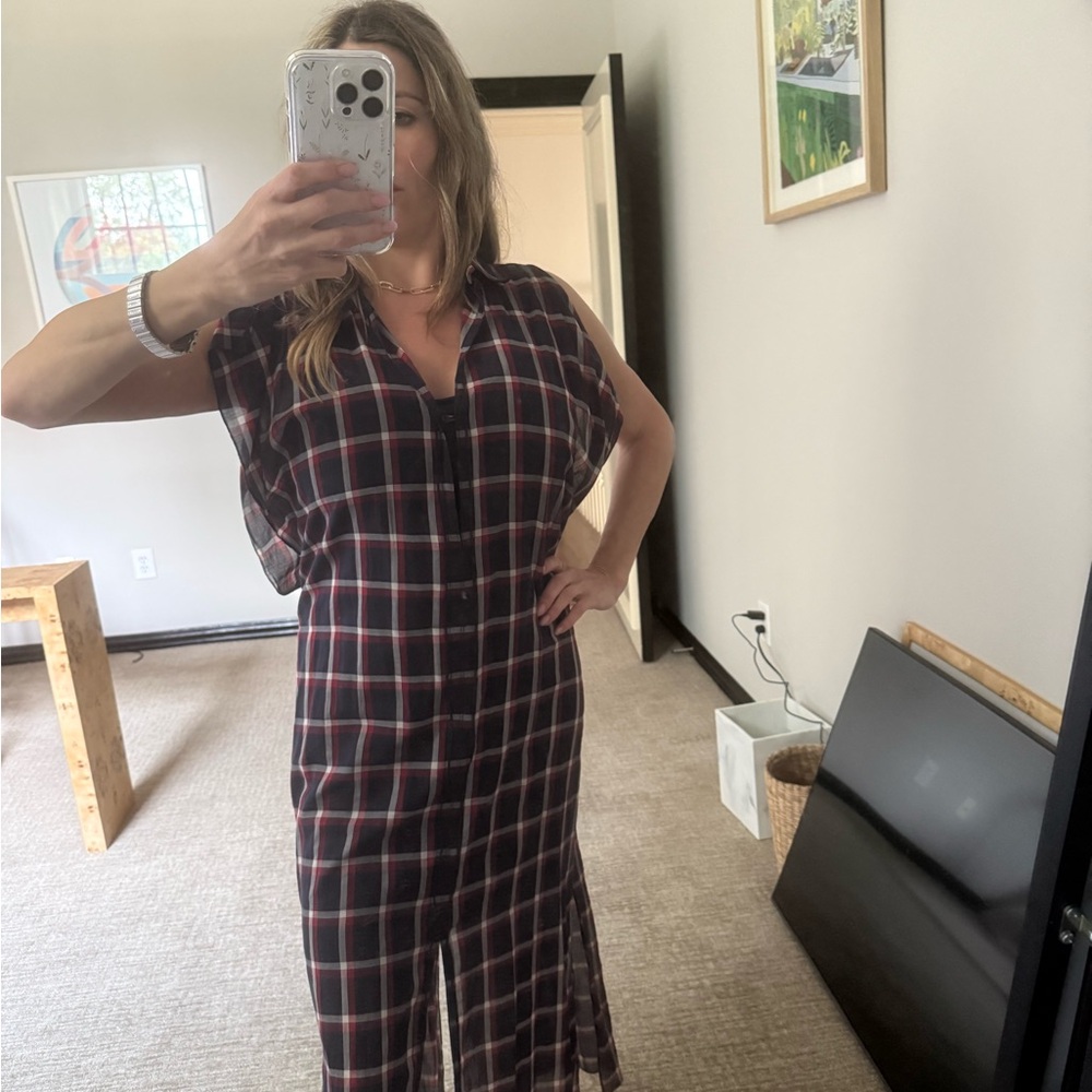 rag & bone Black and Red Plaid Maxi Dress